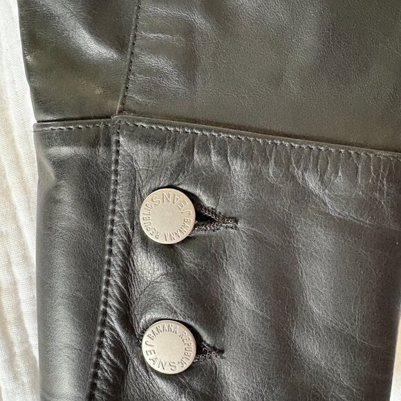 90's Vintage Banana Republic Black Leather Jacket Perfect Condition - Small - Picture 4 of 8